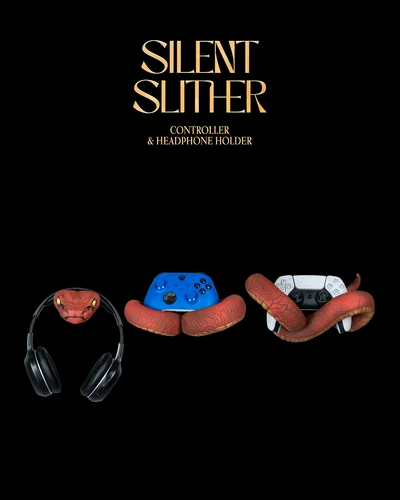 Suporte para controle e headphone com design de serpente